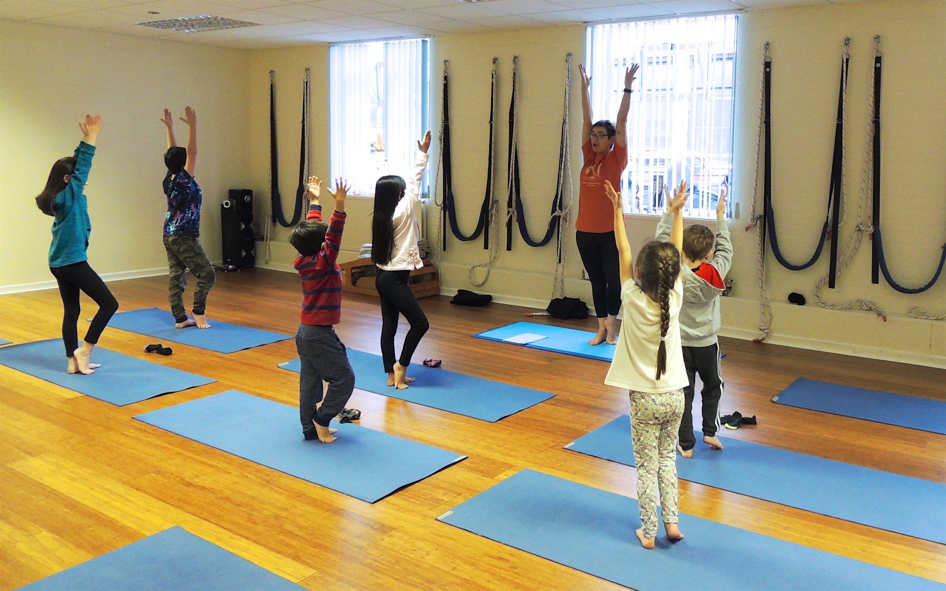 uing chairs as props Iyengar yoga demonstration